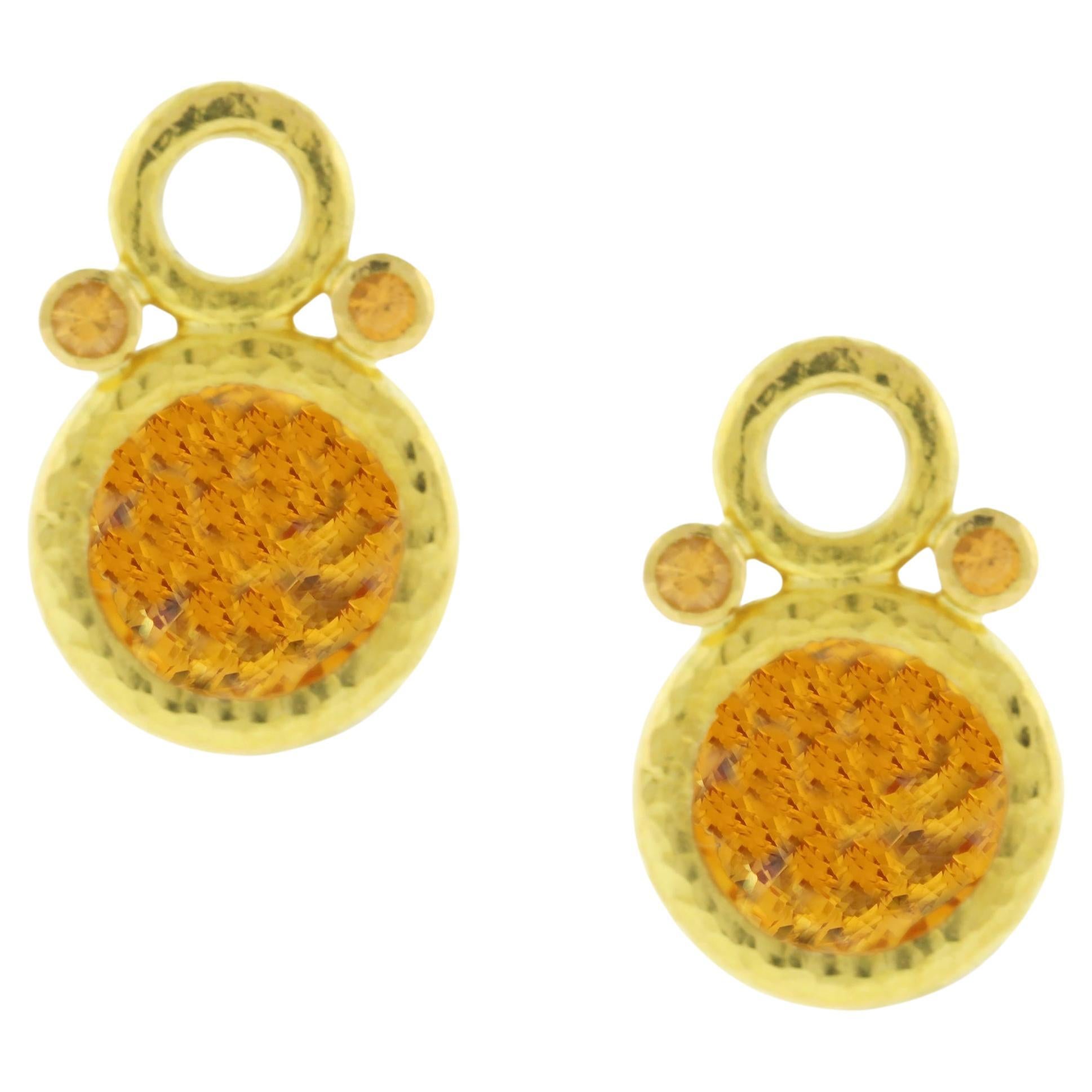 Elizabeth Locke Citrine and Spessartite Earring Charms For Sale