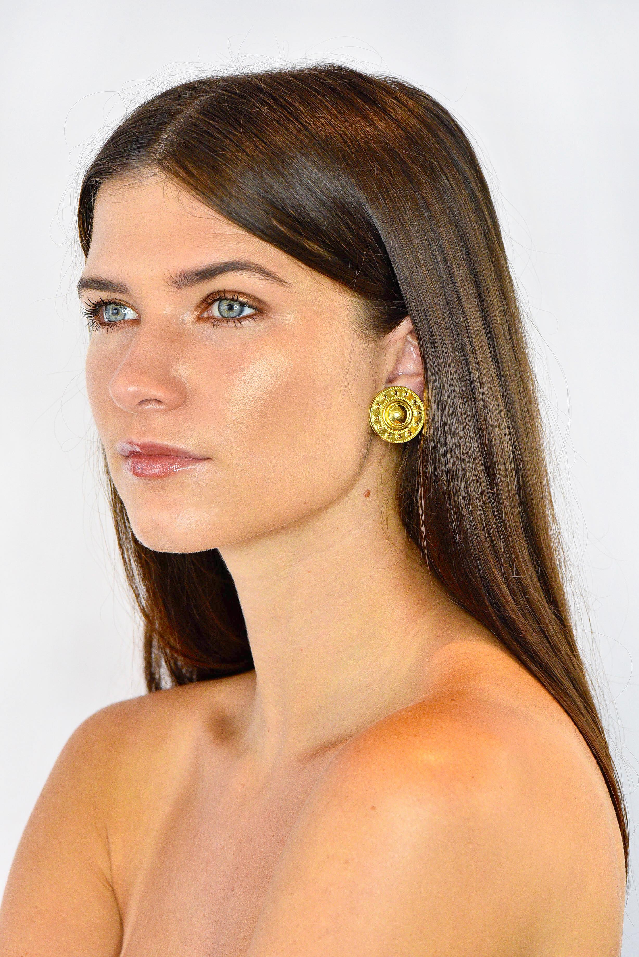 Elizabeth Locke Contemporary 18 Karat Yellow Gold Daisy Earrings 7