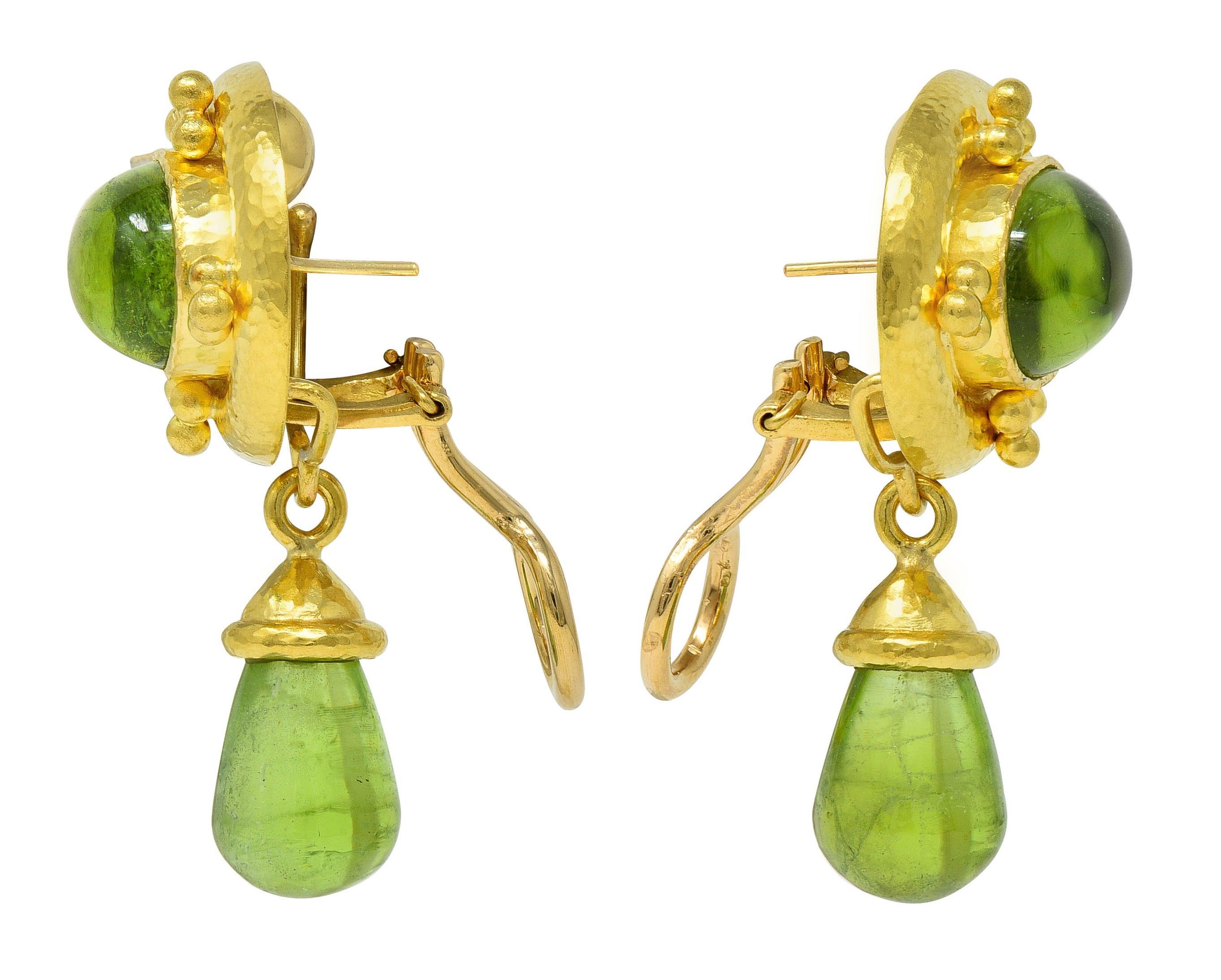 Elizabeth Locke Contemporary Peridot 19K Yellow Gold Day-To-Night Drop Earrings For Sale 1