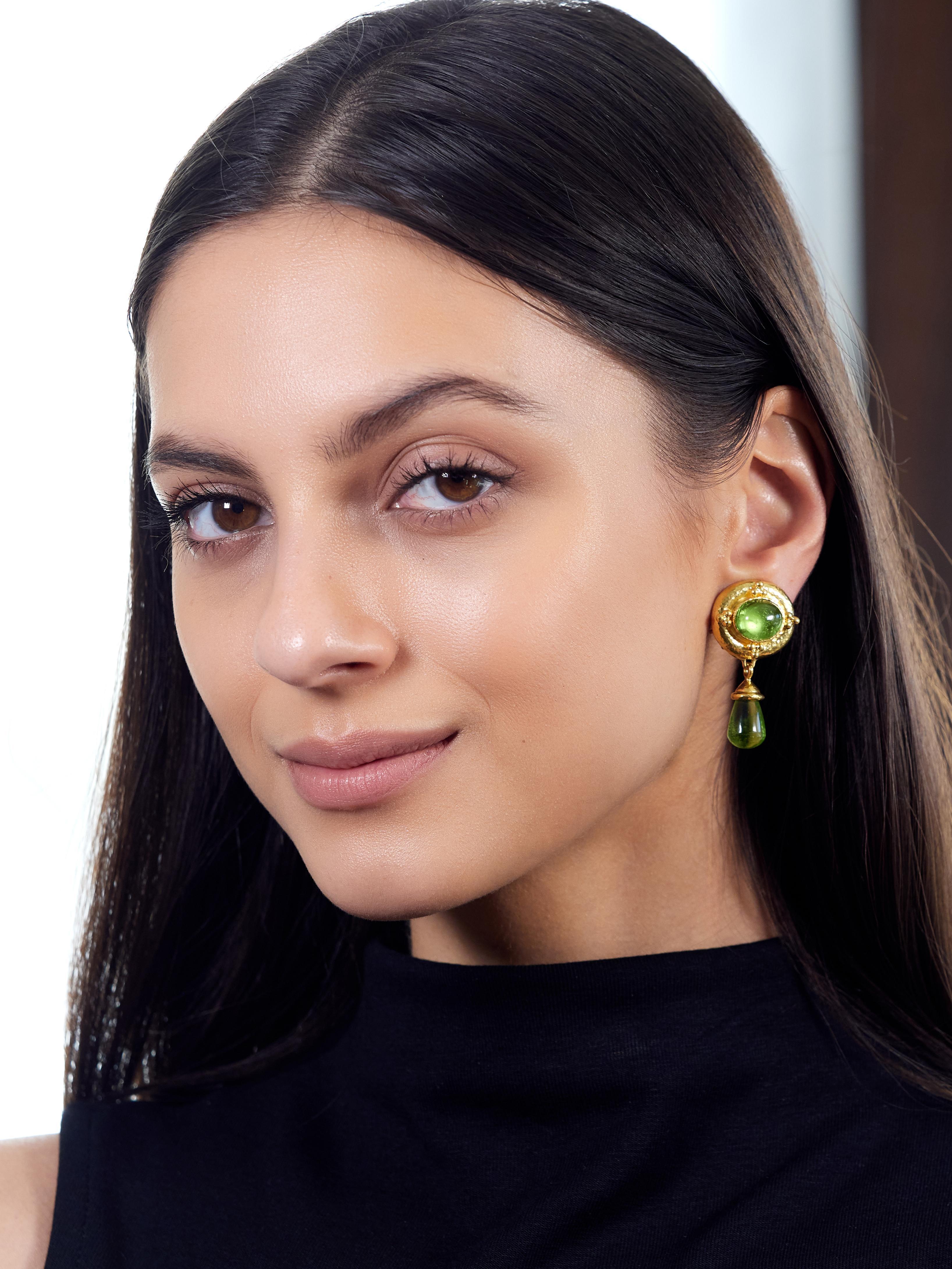 Elizabeth Locke Contemporary Peridot 19K Yellow Gold Day-To-Night Drop Earrings For Sale 3