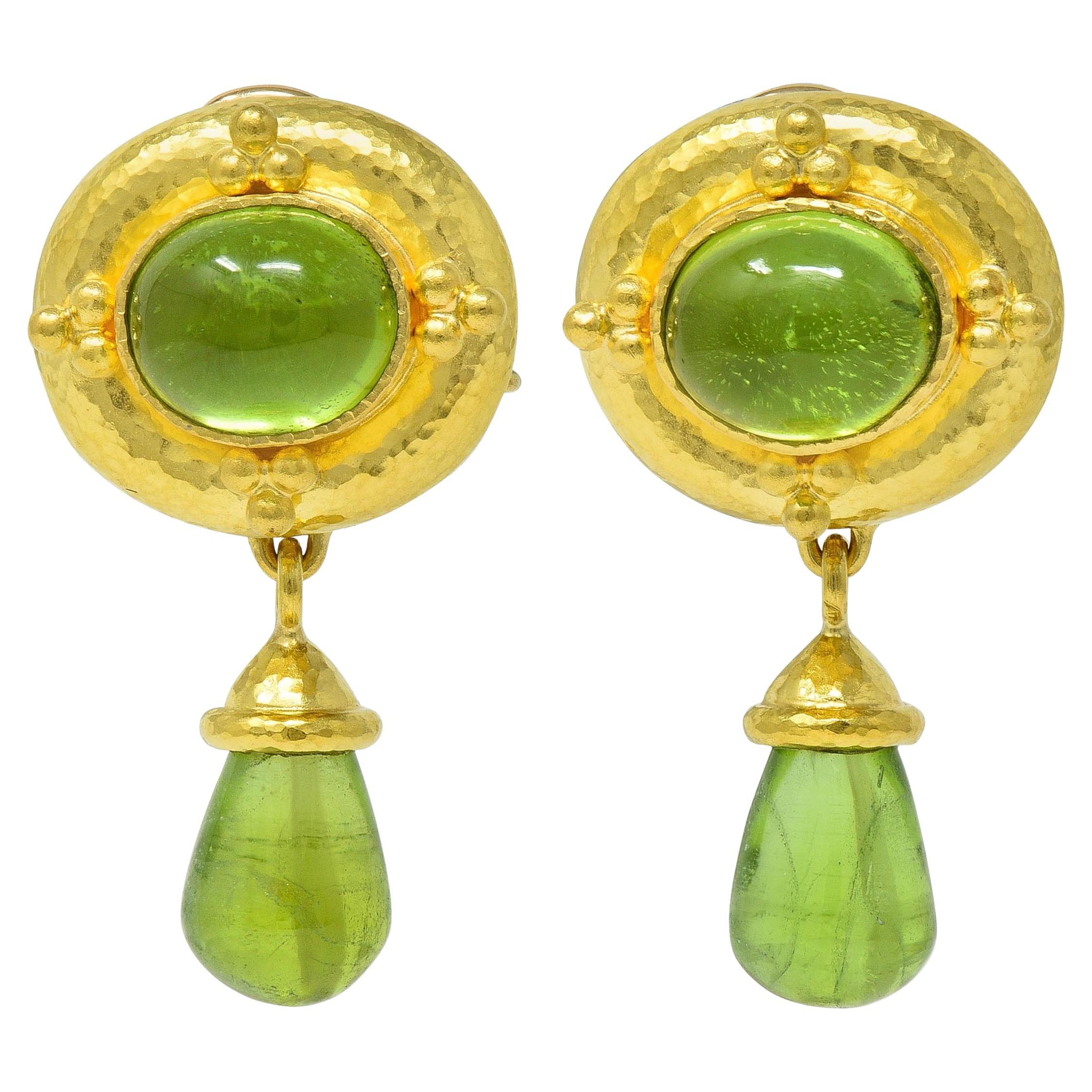 Elizabeth Locke Contemporary Peridot 19K Yellow Gold Day-To-Night Drop Earrings