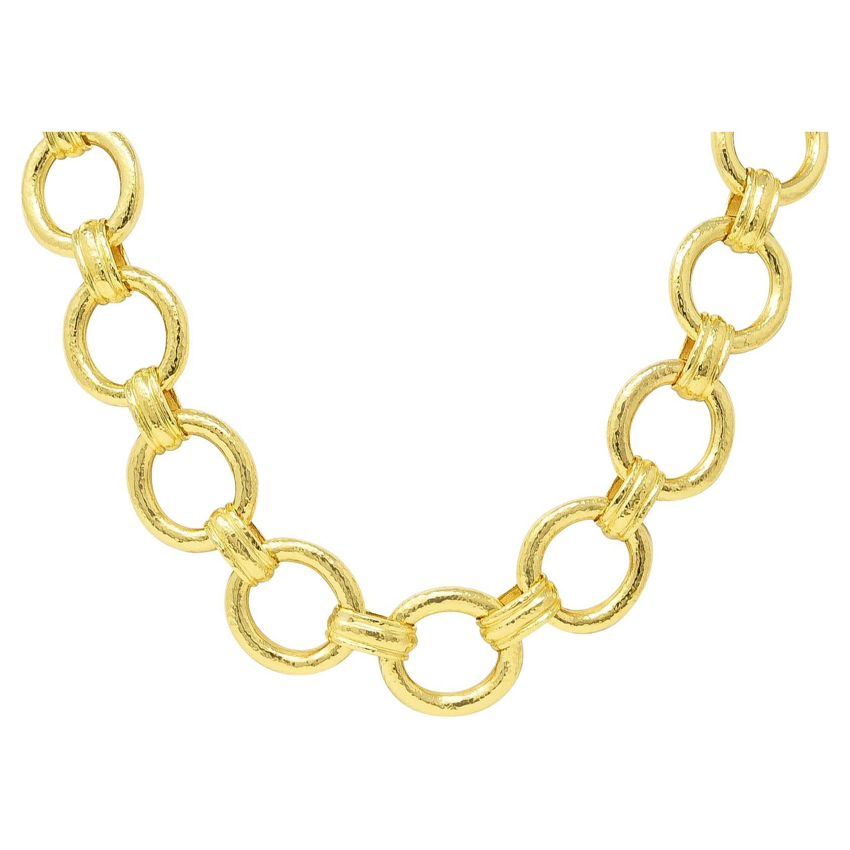 Elizabeth Locke Contemporary Ruby 19 Karat Gold Hammered Link Farnese Necklace
