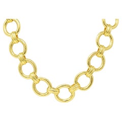 Elizabeth Locke Contemporary Ruby 19 Karat Gold Hammered Link Farnese Necklace