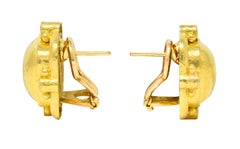 Elizabeth Locke Diamond 19 Karat Hammered Yellow Gold Cushion Earrings