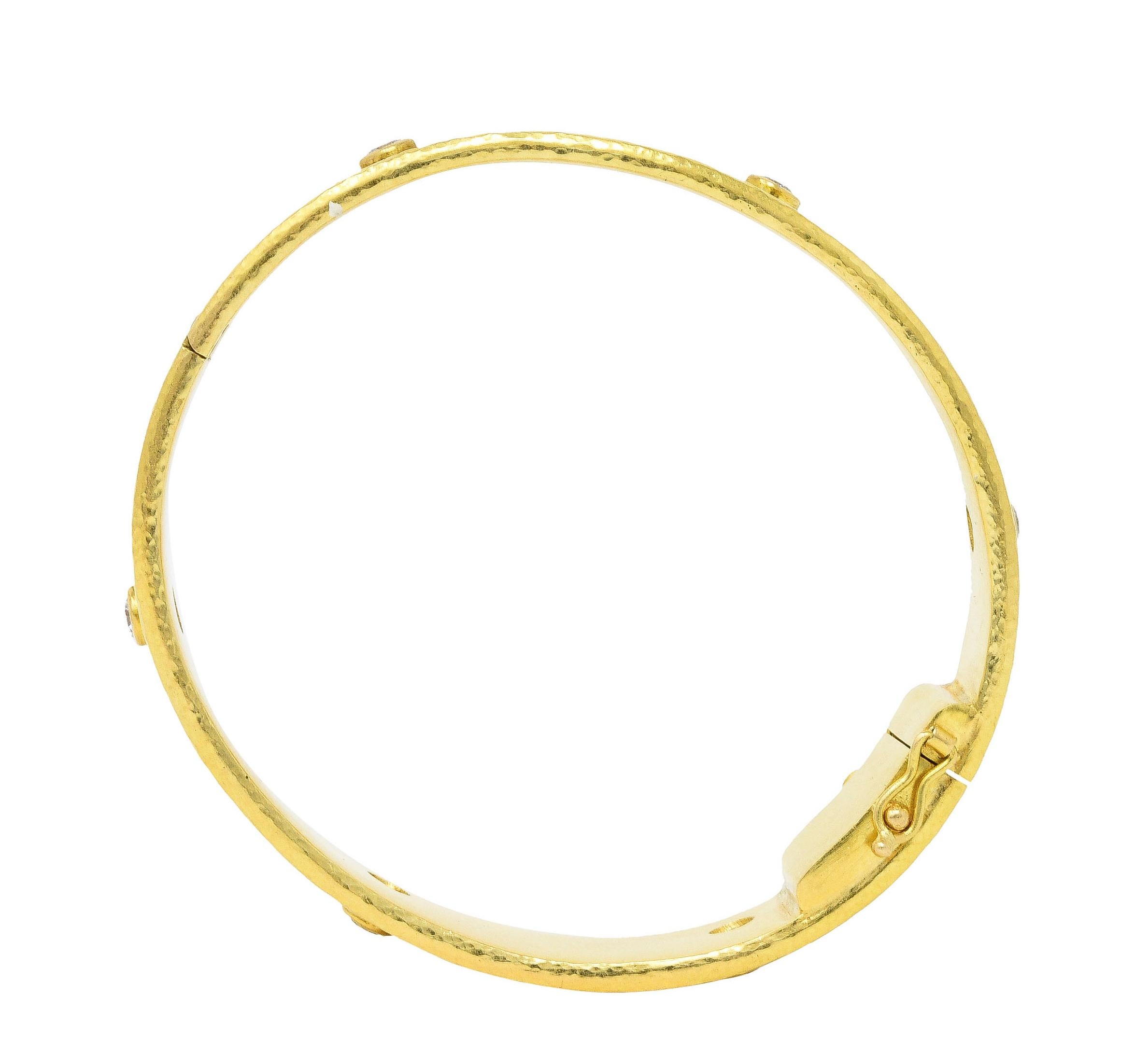 Contemporary Elizabeth Locke Diamond 19 Karat Yellow Gold Diamond Daisy Bangle Bracelet