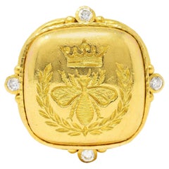 Elizabeth Locke Diamond 19 Karat Yellow Gold Queen Bee Ring