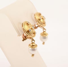 Elizabeth Locke Diamond Earrings with Pearl Drop