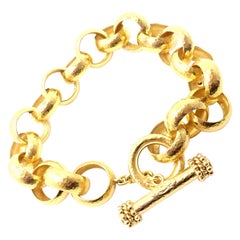 Elizabeth Locke Diamond Toggle Yellow Gold Link Bracelet