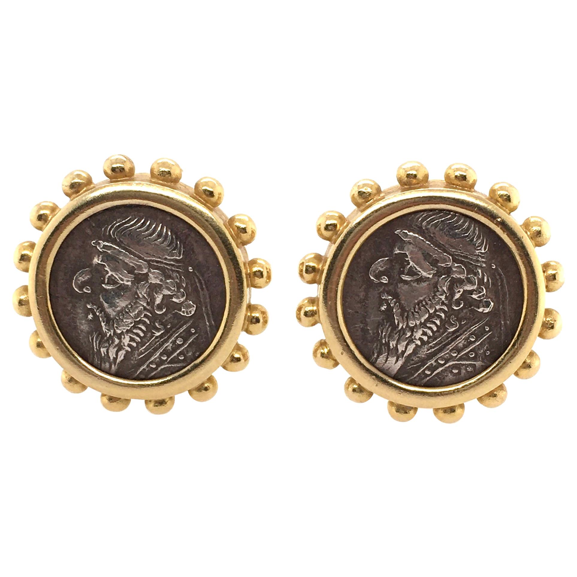 Elizabeth Locke Gold and Ancient Silver Coin Earrings
