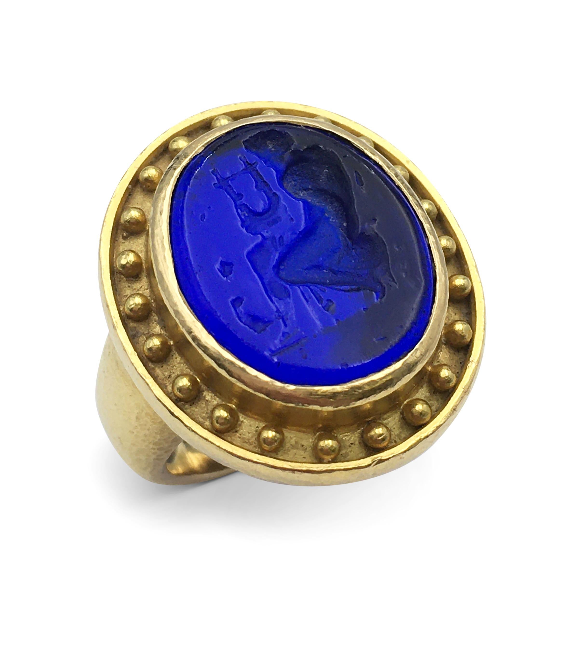 Elizabeth Locke Gold and Carved Venetian Glass Intaglio Ring 1