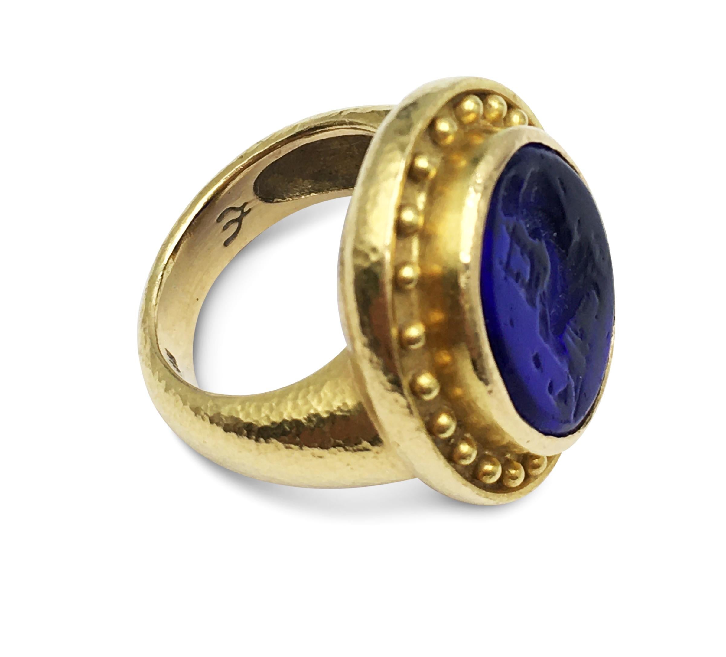 Elizabeth Locke Gold and Carved Venetian Glass Intaglio Ring 2