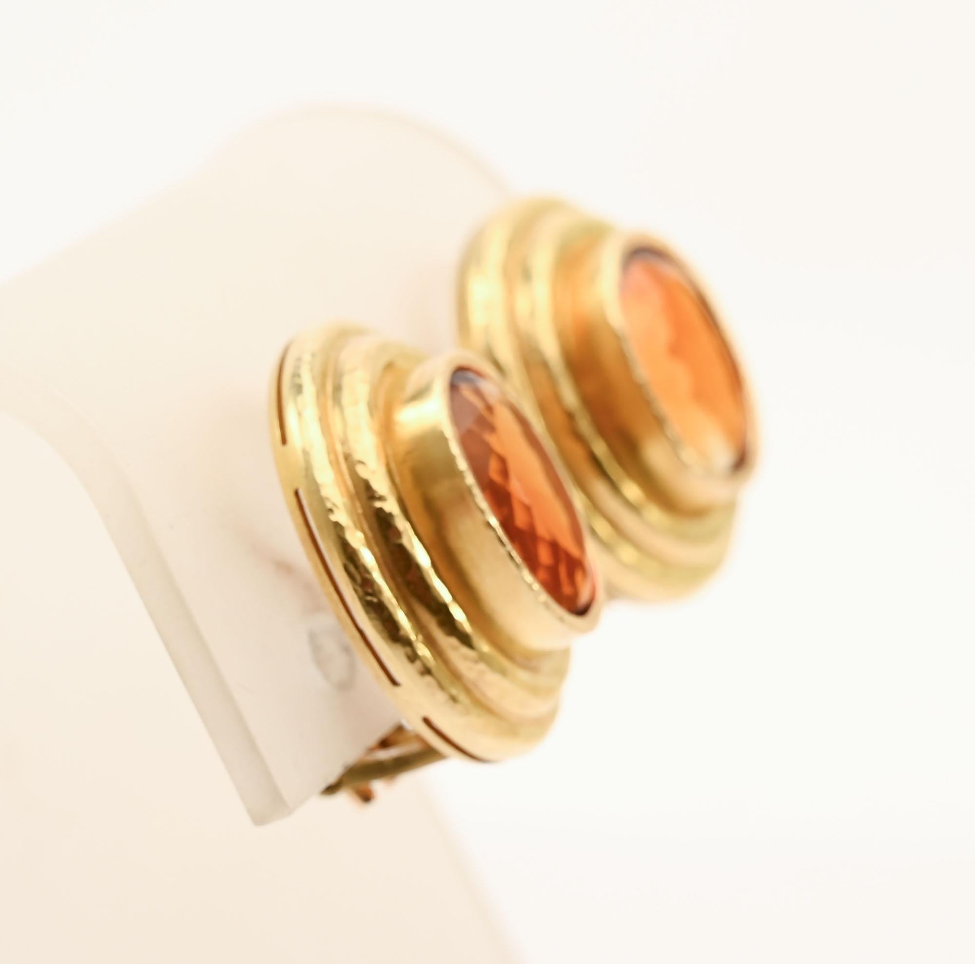 Contemporaneo Orecchini in oro e citrino Elizabeth Locke in vendita