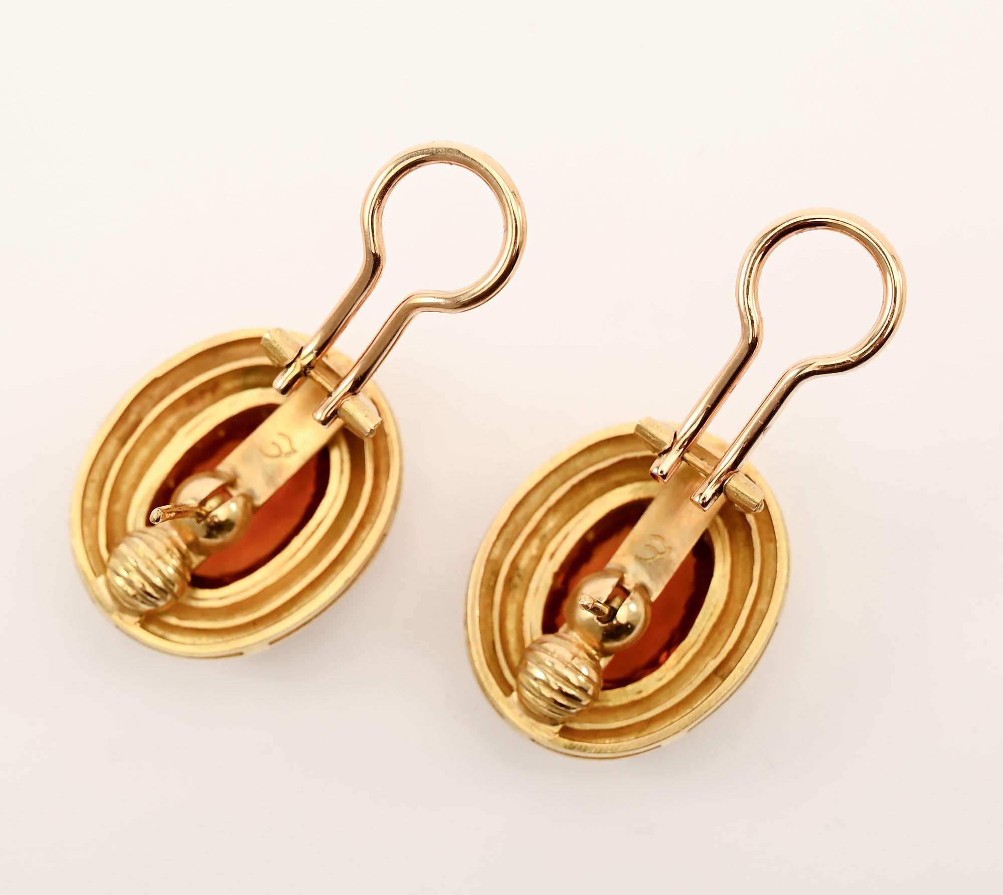 Orecchini in oro e citrino Elizabeth Locke in vendita 1