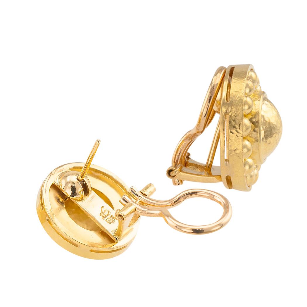 Contemporary Elizabeth Locke Gold Button Earrings