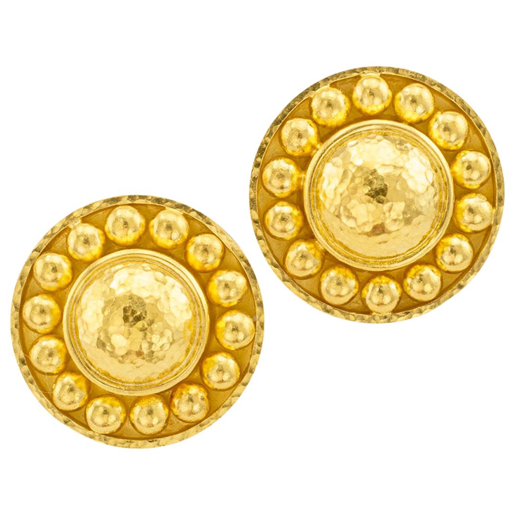 Elizabeth Locke Gold Button Earrings