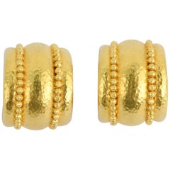 Elizabeth Locke Gold Hoop Earrings with Beading