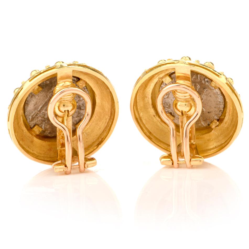 Elizabeth Locke Greek Coin 19 Karat Yellow Gold Earrings In Excellent Condition In Miami, FL