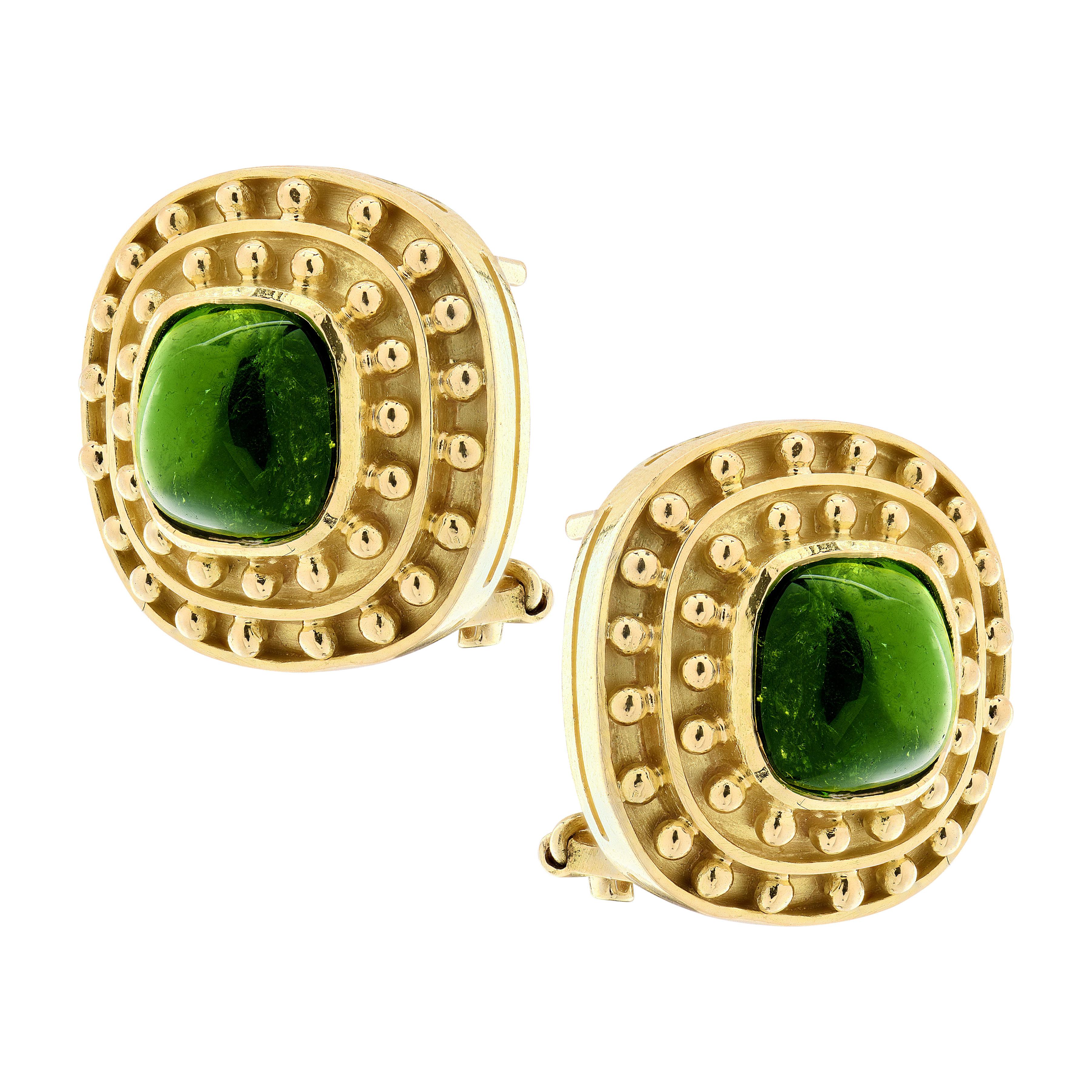 Moderne Boucles d'oreilles en tourmaline verte d'Elizabeth Locke en vente