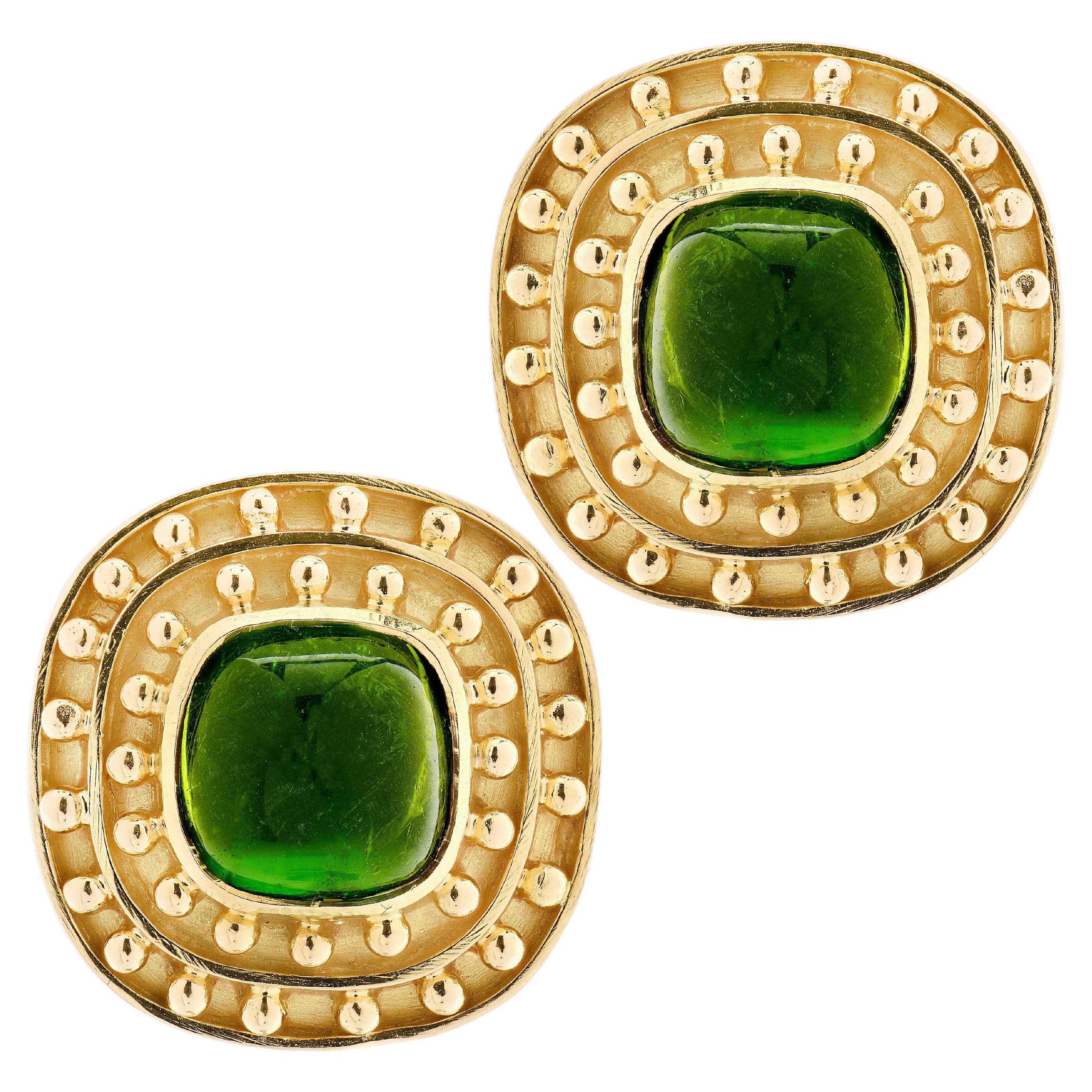 Boucles d'oreilles en tourmaline verte d'Elizabeth Locke