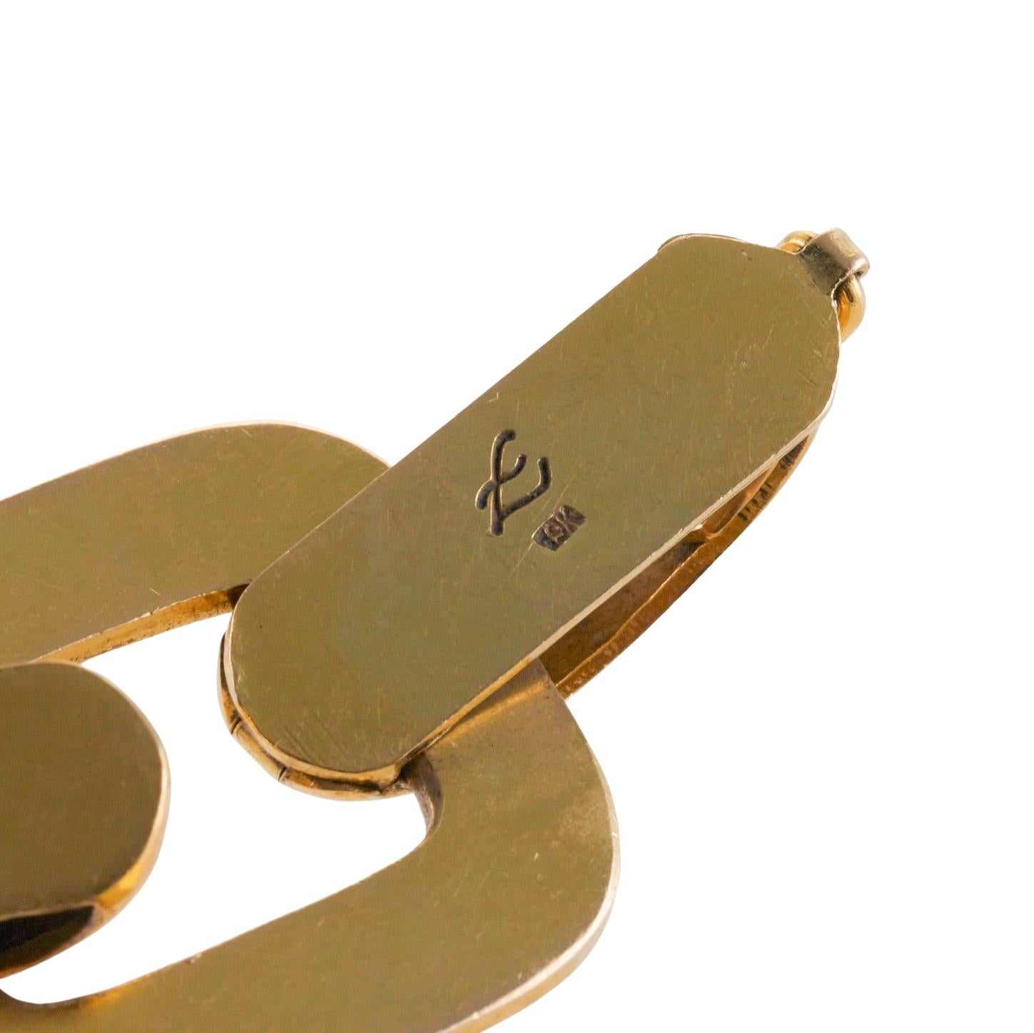 Women's Elizabeth Locke Hammered Link Gold Bracelet For Sale