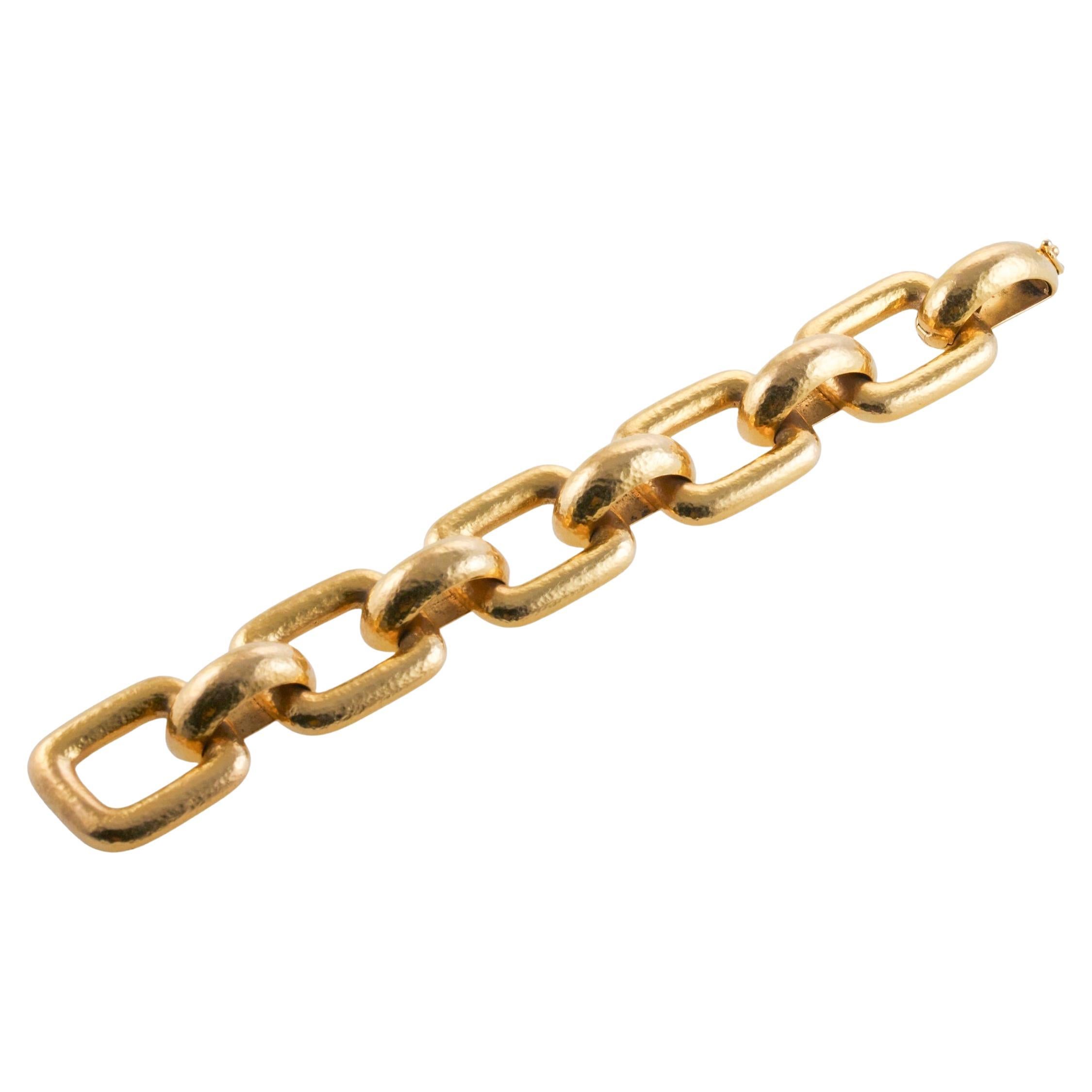 Elizabeth Locke Hammered Link Gold Bracelet