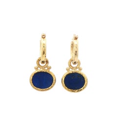 Elizabeth Locke Hoop Earrings with Lapis Charms
