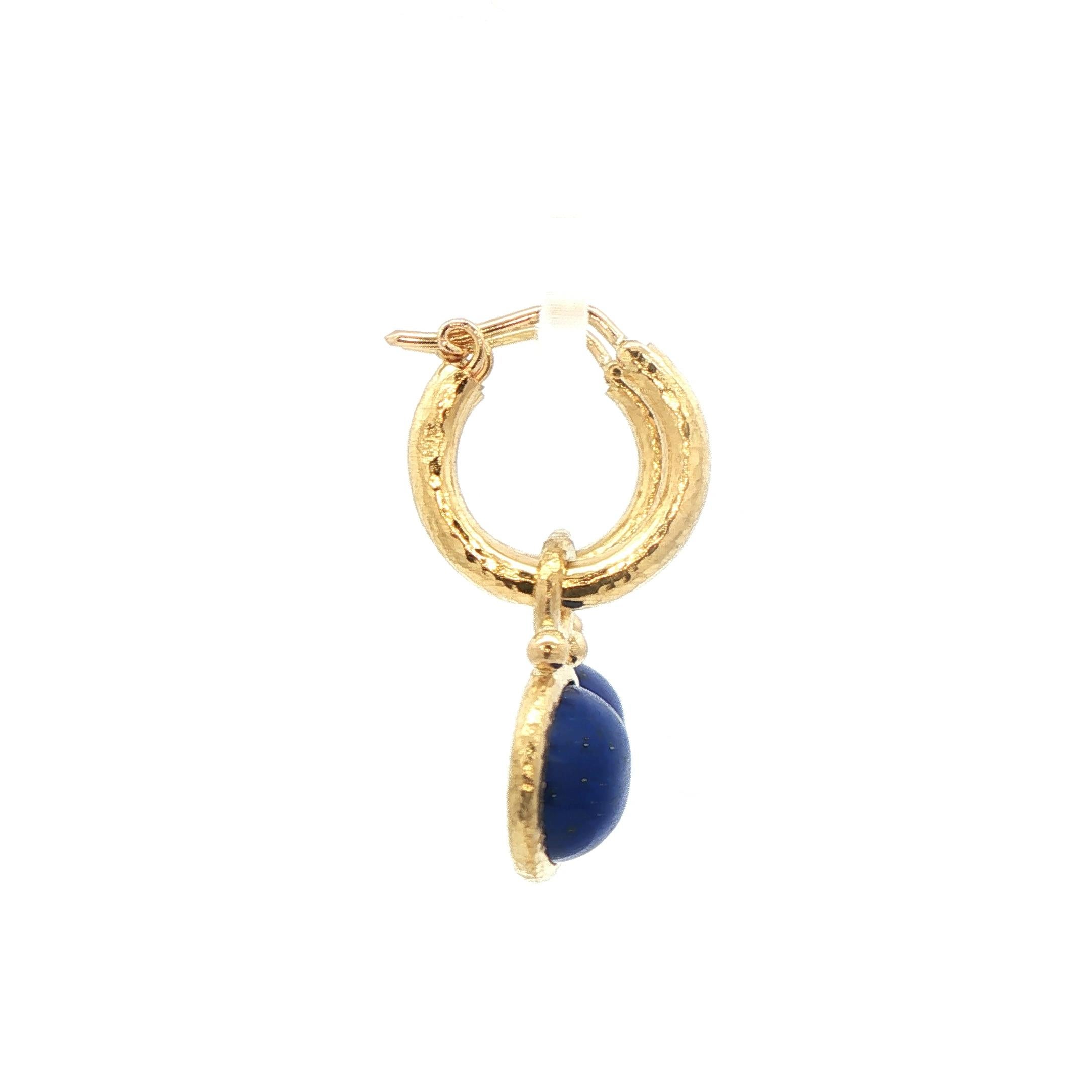 Orecchini a cerchio Elizabeth Locke con charms in Lapis In condizioni ottime in vendita a Bethesda, MD