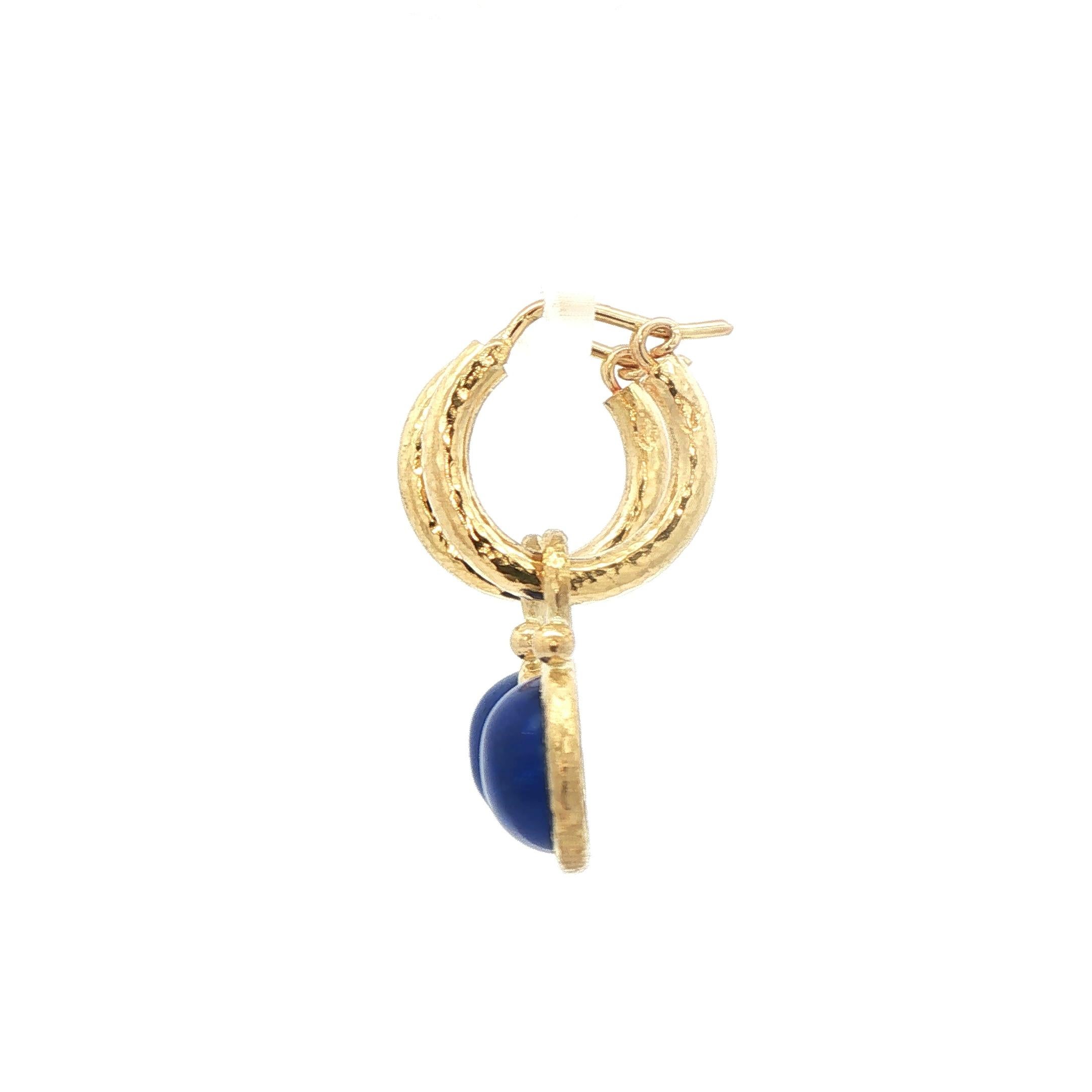 da uomo o donna Orecchini a cerchio Elizabeth Locke con charms in Lapis in vendita