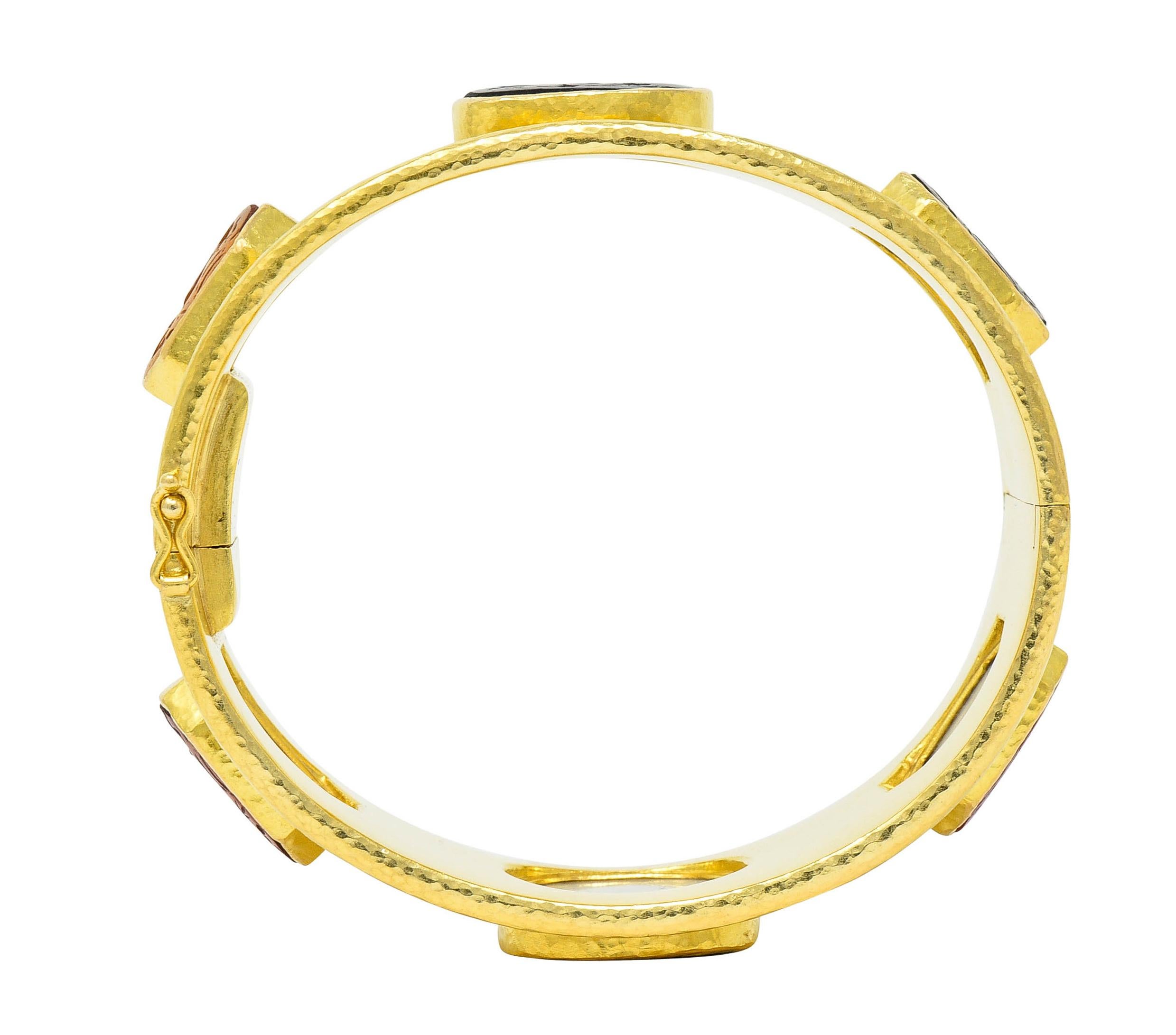 Elizabeth Locke Intaglio 19 Karat Hammered Gold Bangle Bracelet 3