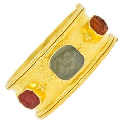 Elizabeth Locke Intaglio 19 Karat Hammered Gold Bangle Bracelet