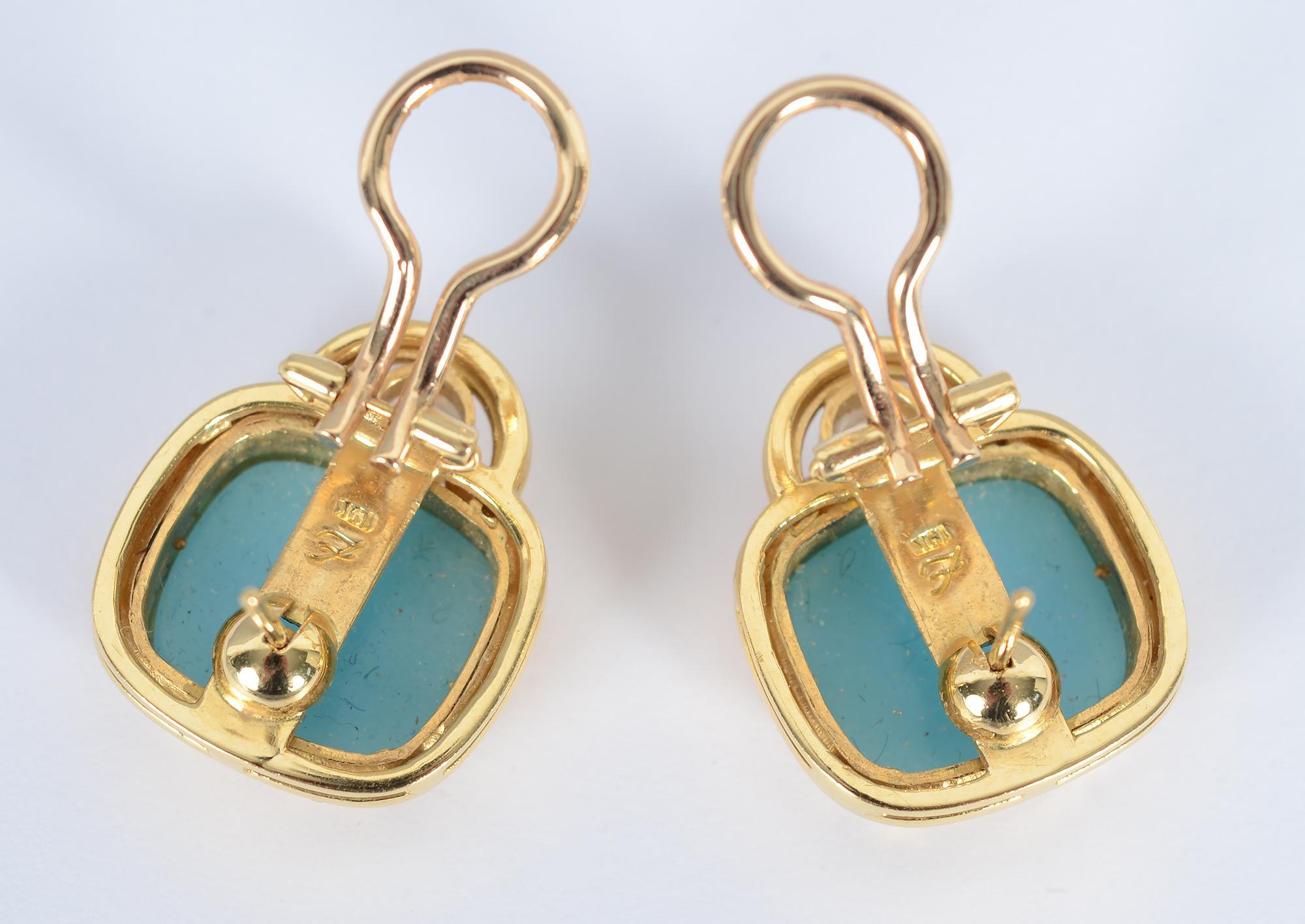 Contemporary Elizabeth Locke Intaglio and Moonstone Earrings