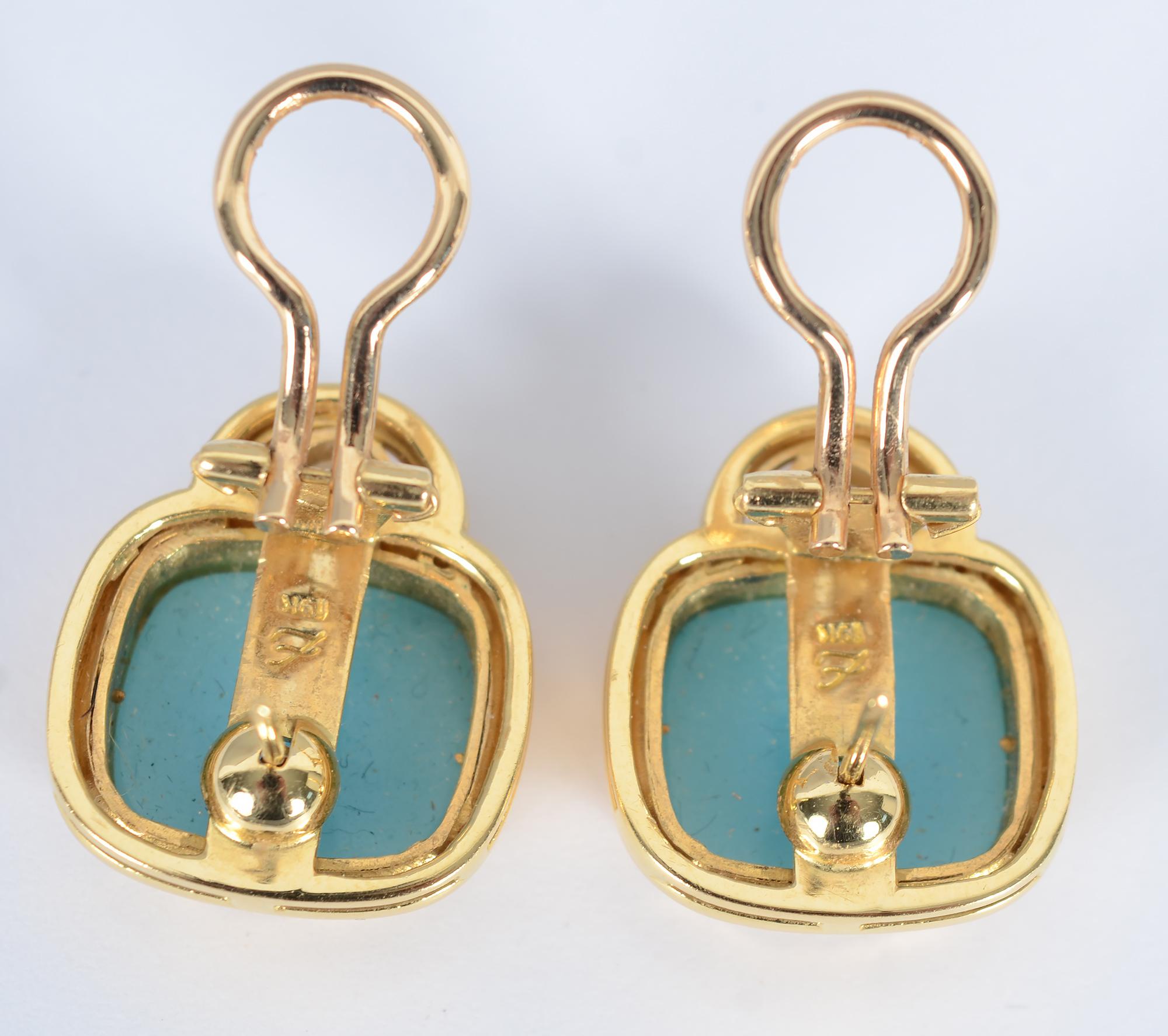 Cabochon Elizabeth Locke Intaglio and Moonstone Earrings