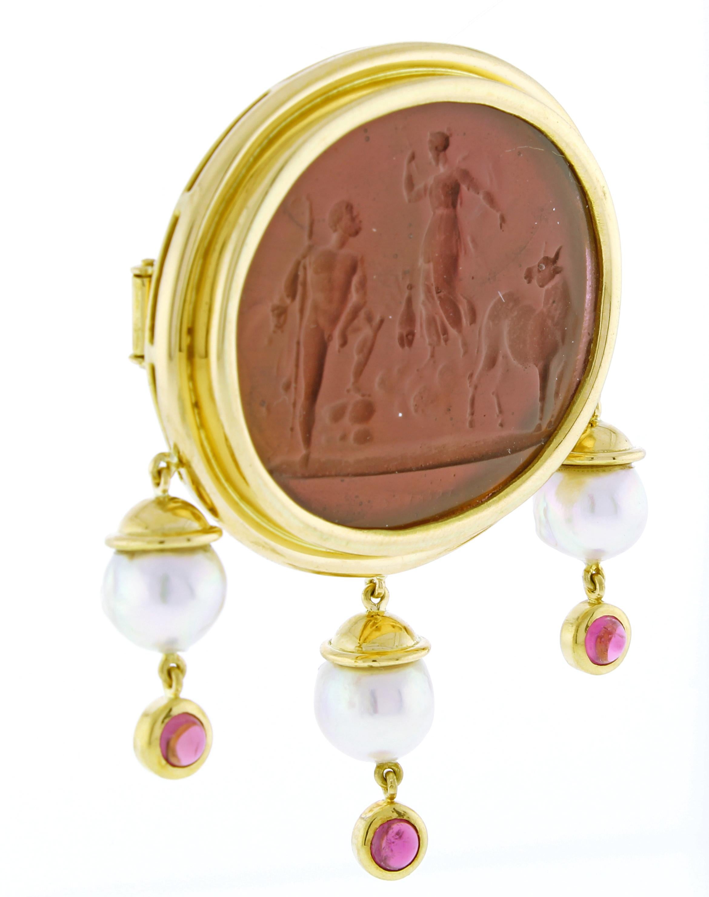 Elizabeth Locke Intaglio Glass "Angel and Shepard" Brooch at 1stDibs what is intaglio glass