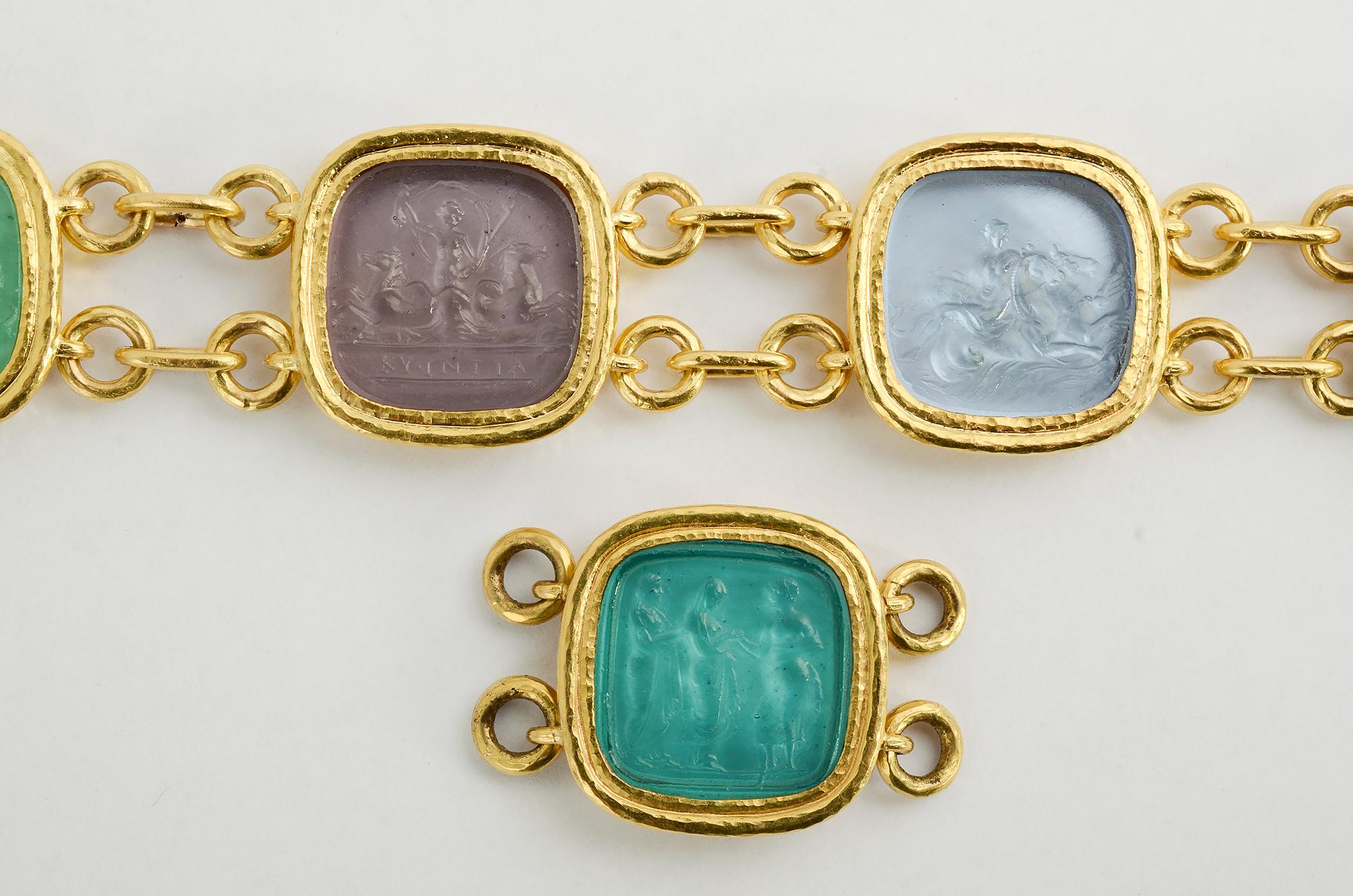 Contemporary Elizabeth Locke Intaglio Gold Bracelet with Pendant