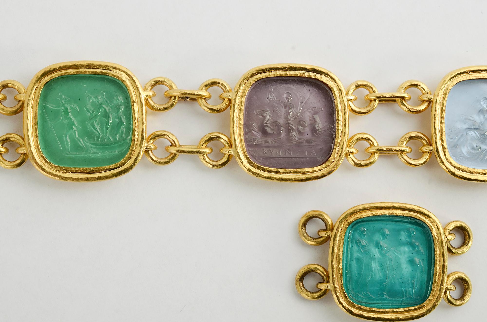 Women's or Men's Elizabeth Locke Intaglio Gold Bracelet with Pendant