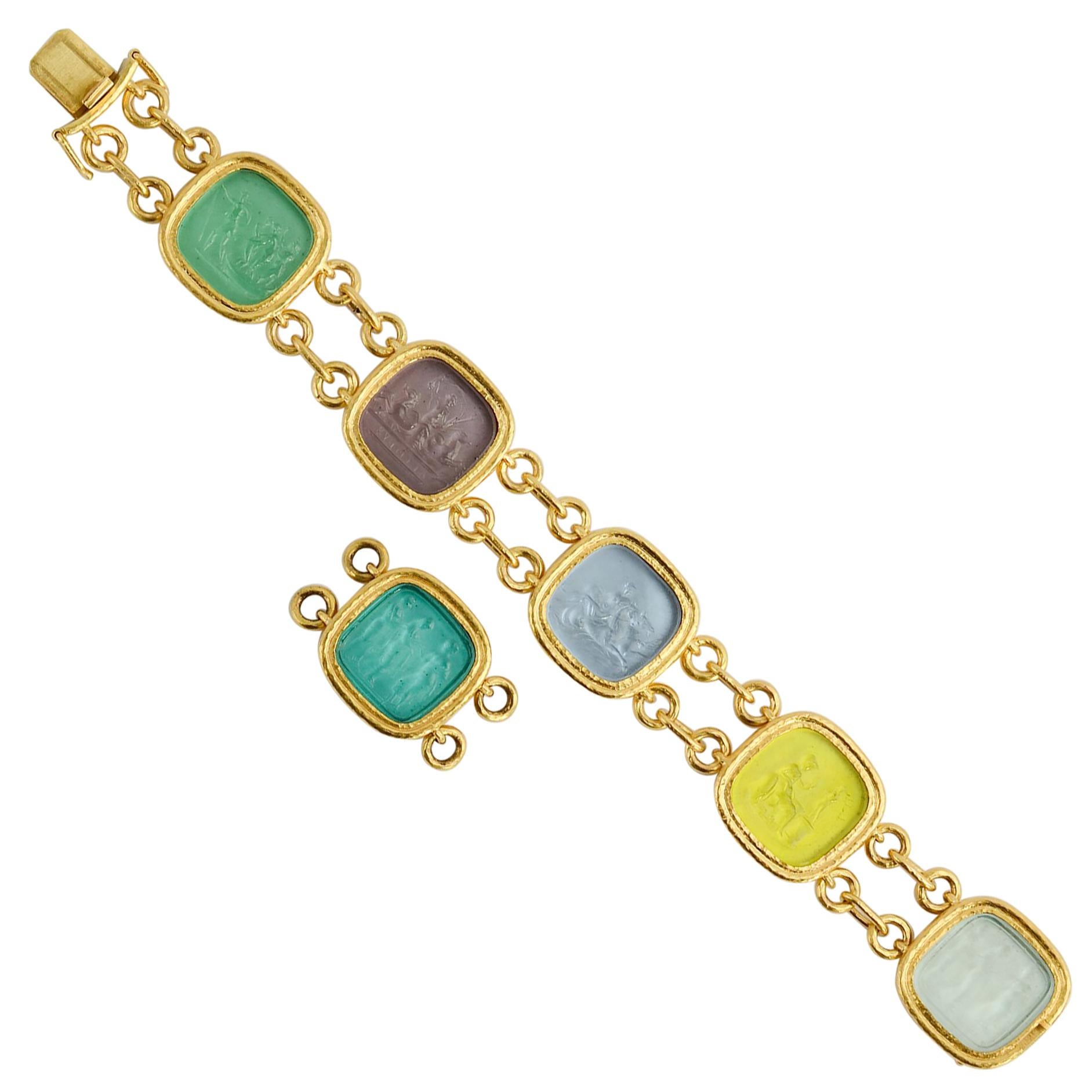 Elizabeth Locke Intaglio Gold Bracelet with Pendant