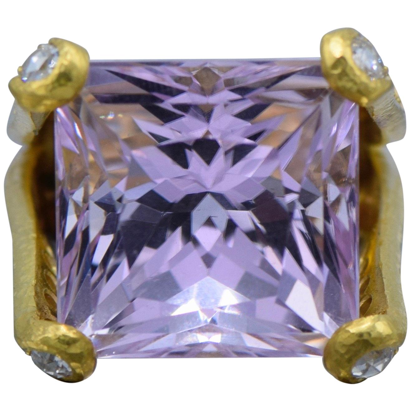 Elizabeth Locke, Kunzite, Diamond and 19 Karat Gold Ring