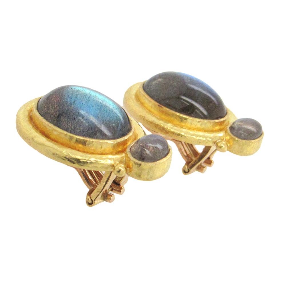 Cabochon Elizabeth Locke Labradorite Earrings