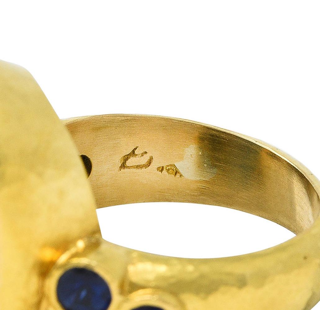 Elizabeth Locke Labradorite Sapphire 19 Karat Yellow Gold Statement Ring 1