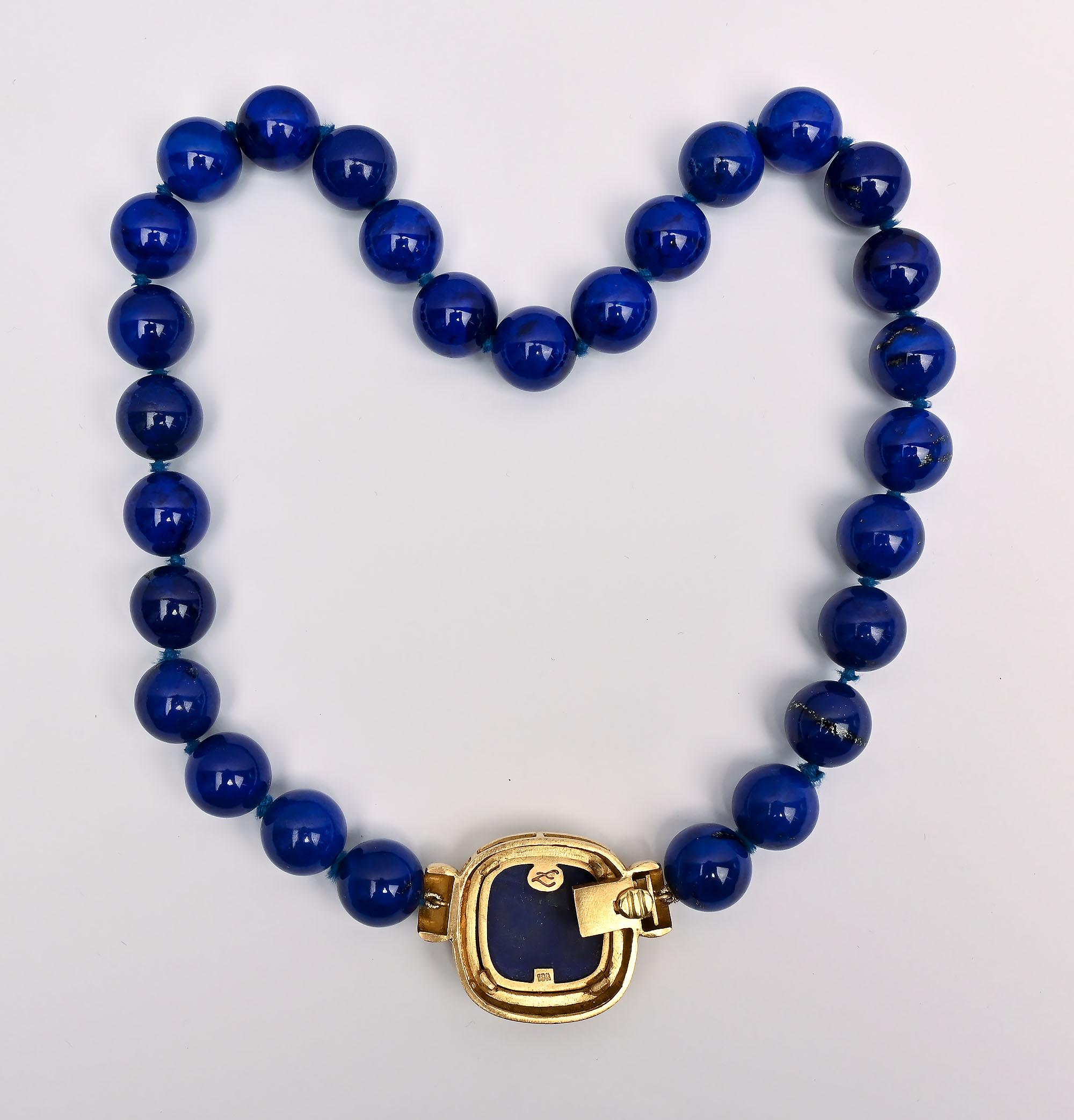 Elizabeth Locke Lapis Bead Necklace In Excellent Condition For Sale In Darnestown, MD