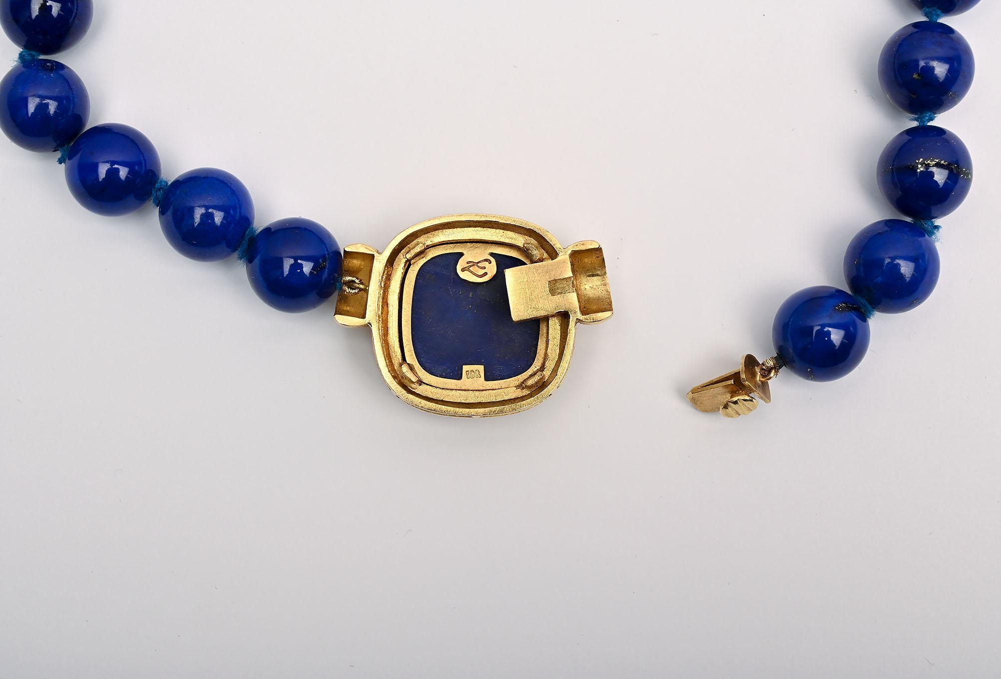 Women's Elizabeth Locke Lapis Bead Necklace For Sale