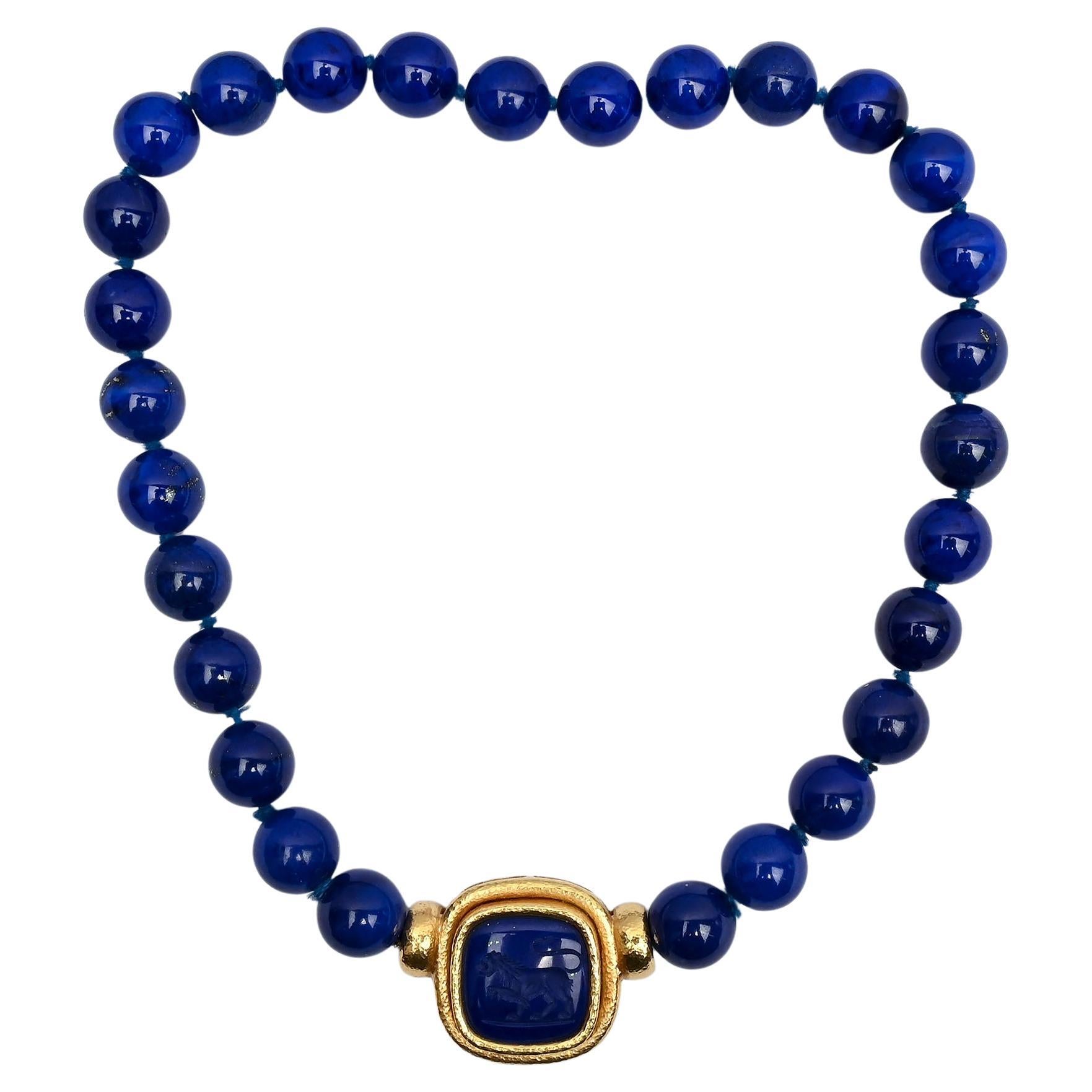 Elizabeth Locke Lapislazuli-Perlenkette im Angebot