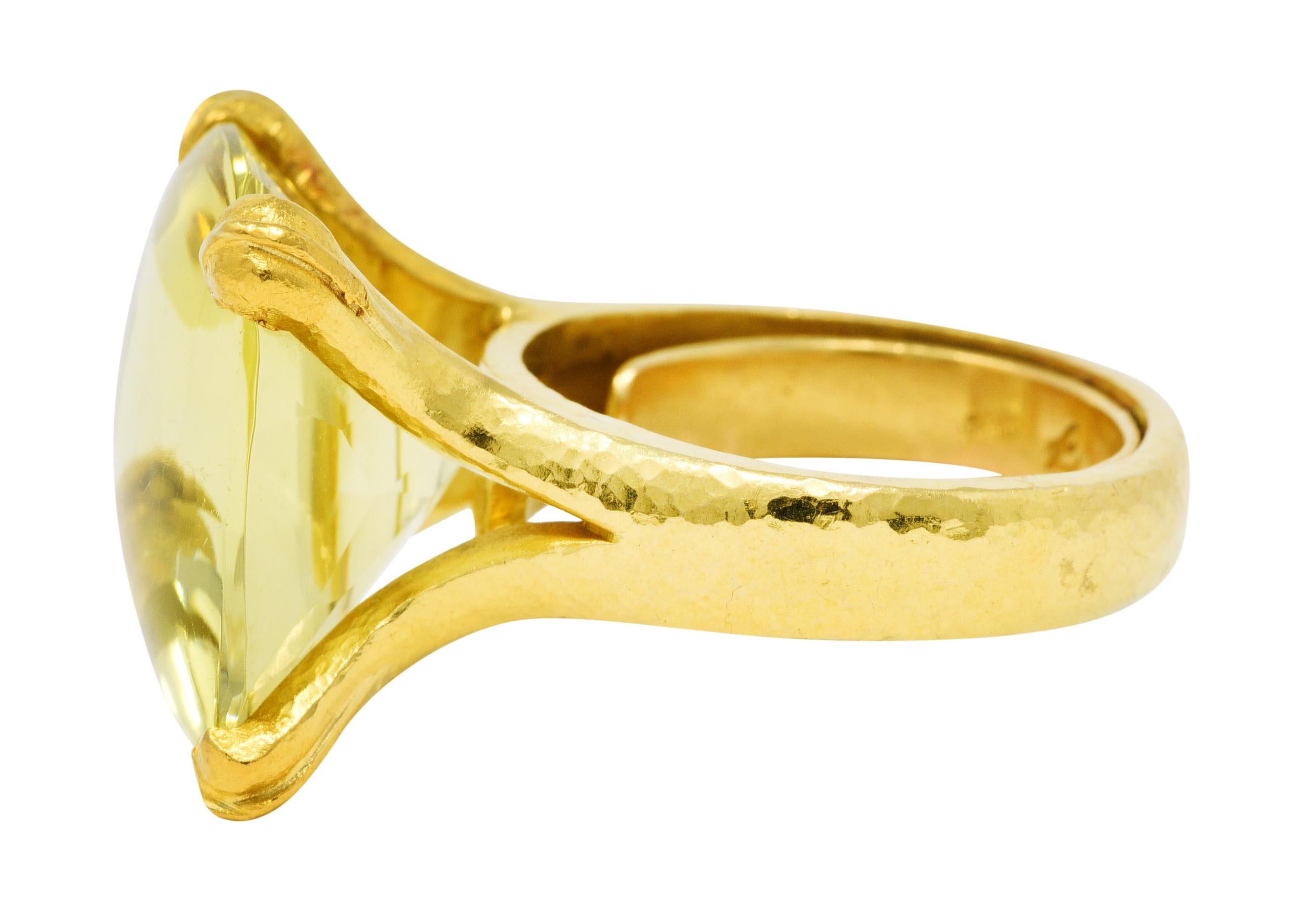 Contemporary Elizabeth Locke Lemon Quartz 19 Karat Gold Gemstone Ring