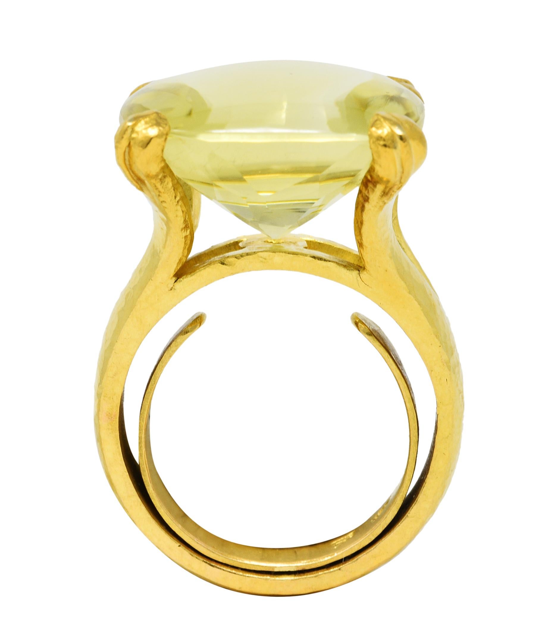 Women's or Men's Elizabeth Locke Lemon Quartz 19 Karat Gold Gemstone Ring