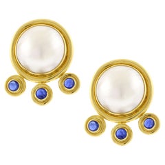 Elizabeth Locke Mabé Pearl Sapphire Earrings