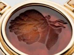 Elizabeth Locke Maroon Venetian Glass Intaglio Brooch, 19k
