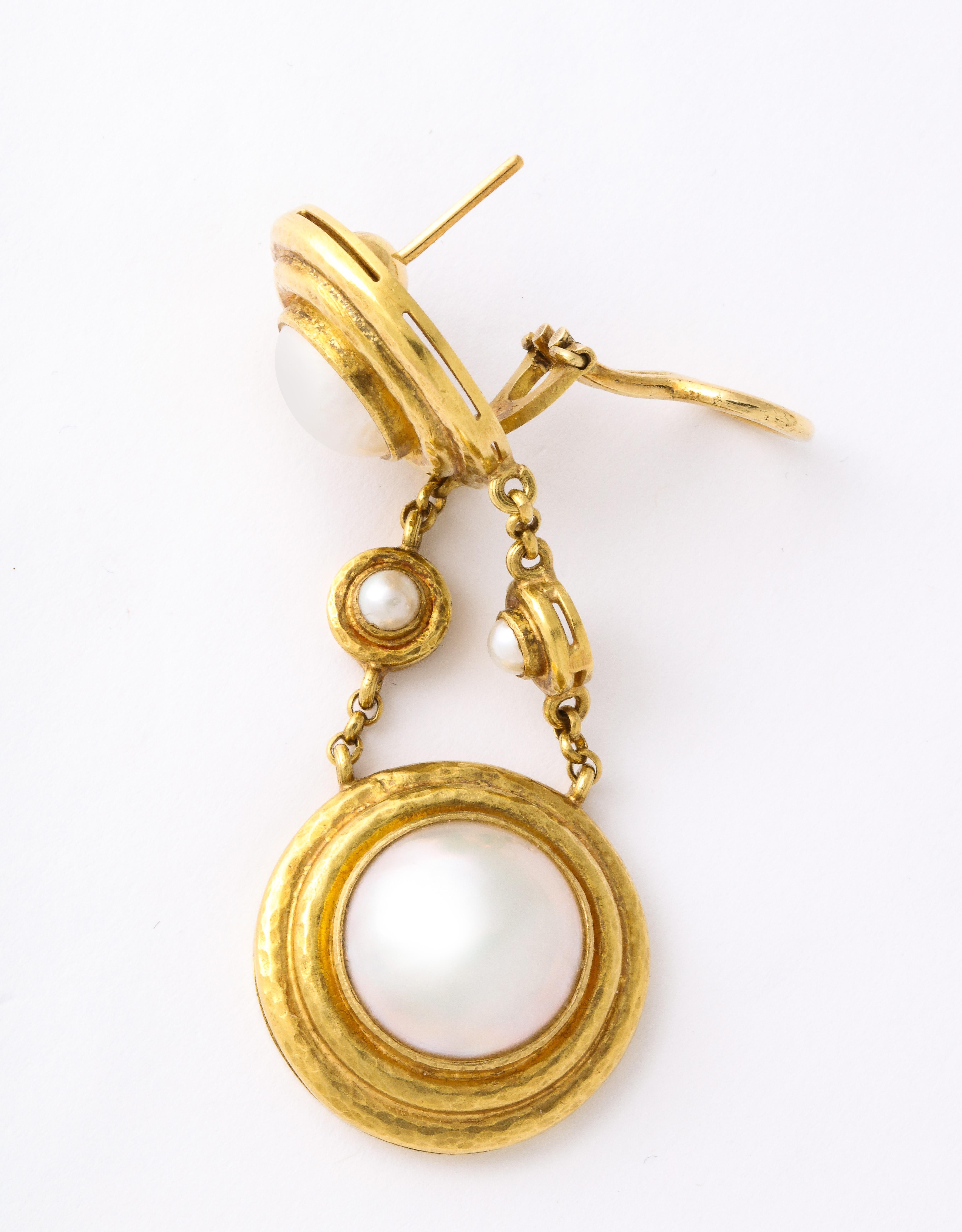 Women's Elizabeth Locke Mabe Pearl Gold Drop Ear Clips For Sale