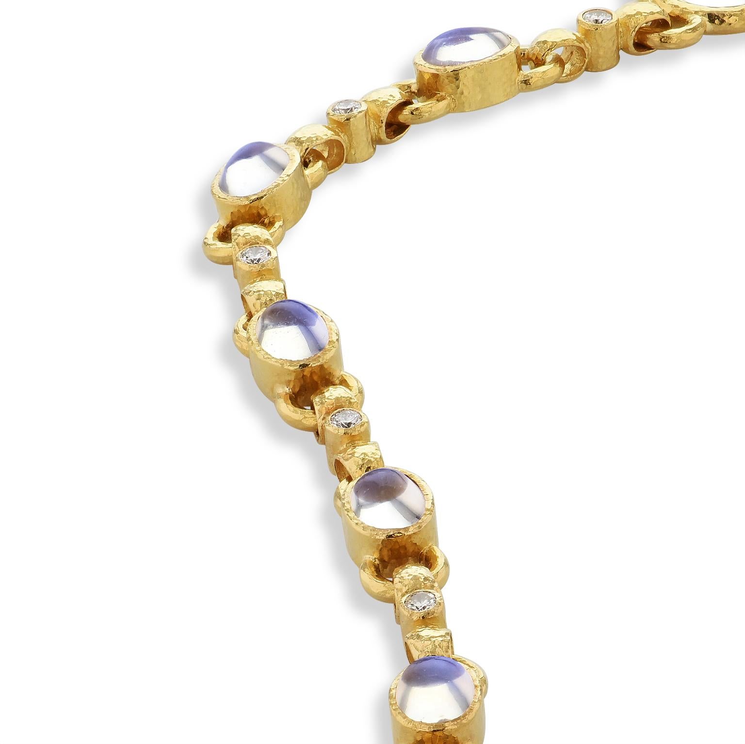 Women's Elizabeth Locke Moonstone and Diamond 18 Karat Yellow Gold Toggle Bracelet