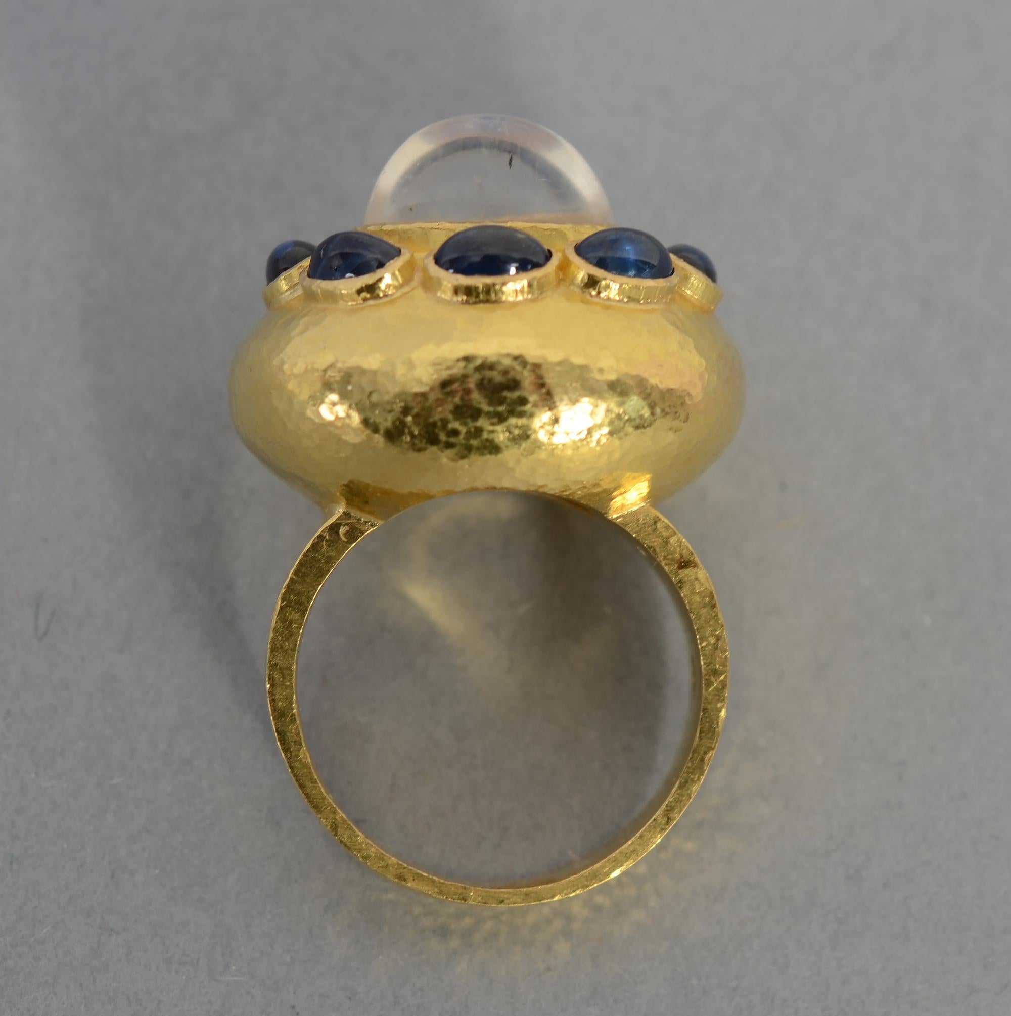 Women's or Men's Elizabeth Locke Moonstone and Sapphire Ring