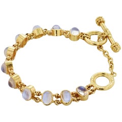 Elizabeth Locke Moonstone and Yellow Gold Toggle Bracelet